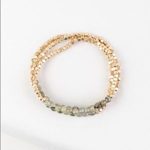 Labradorite Natural Stone Metal Bead Bracelet